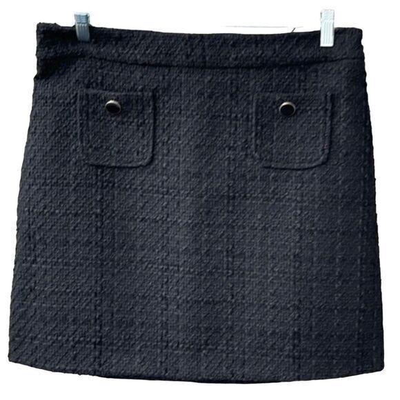 MAISON d’AMÉLIE PARIS black woven tweed skirt with‎ patch Pockets in size 12. - Picture 1 of 7